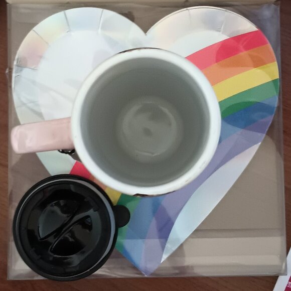 NWT ~ Sheffield Home I Woke Up Corgie-ous Pink Stoneware Coffee Mug 16 Oz w/ Lid - Picture 5 of 7